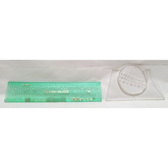 Lot of 7 Vintage Drafting Tools Radius Guides Rulers Lettering Aid Drill Gauge - Picture 8 of 9